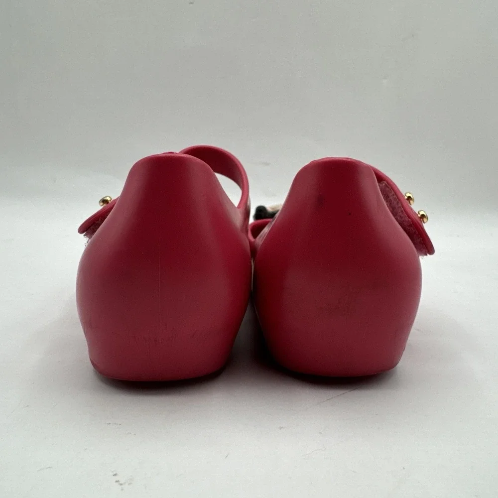 Mini Melissa + Disney Mickey & Minnie Kissing Mary Jane Shoes Pink Girls Size 8